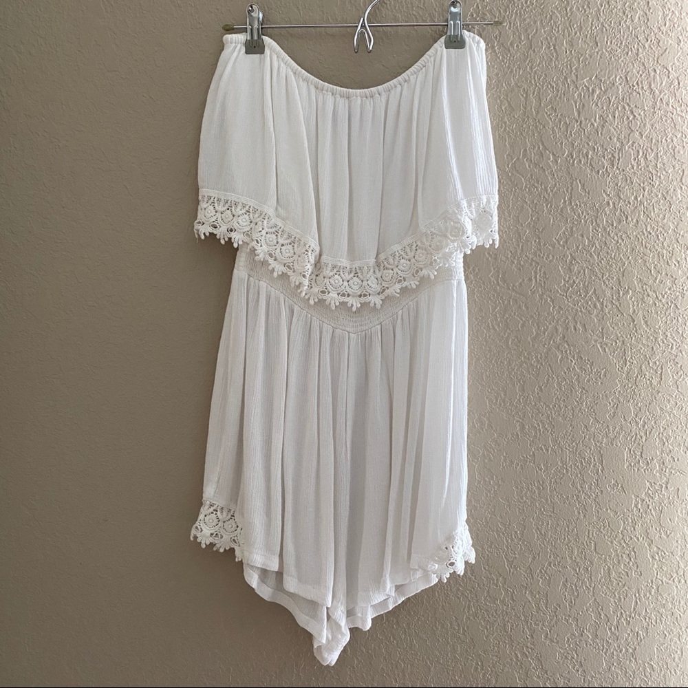 White Crochet Romper